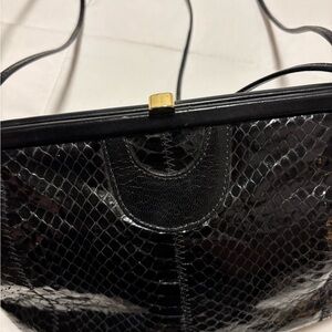 La Belle Montreal Vintage Black Snakeskin Clutch